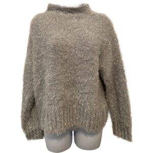 J/M Sportswear by Cato Metallic Fuzzy Eyelash Sweater Silver M New